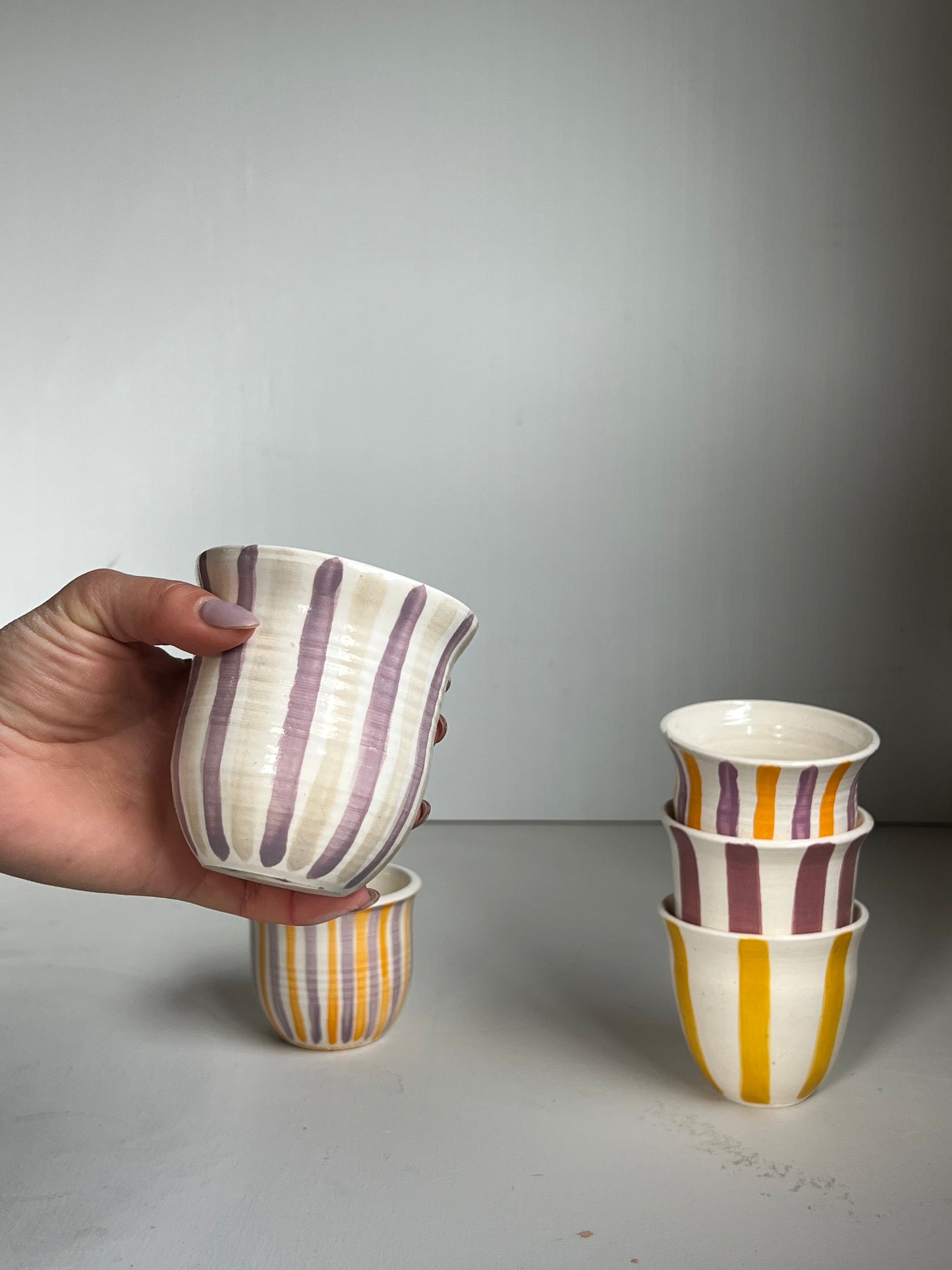 Medium lilac+beige striped Keep Cup