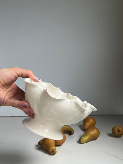 Scalloped bowl on pedestal