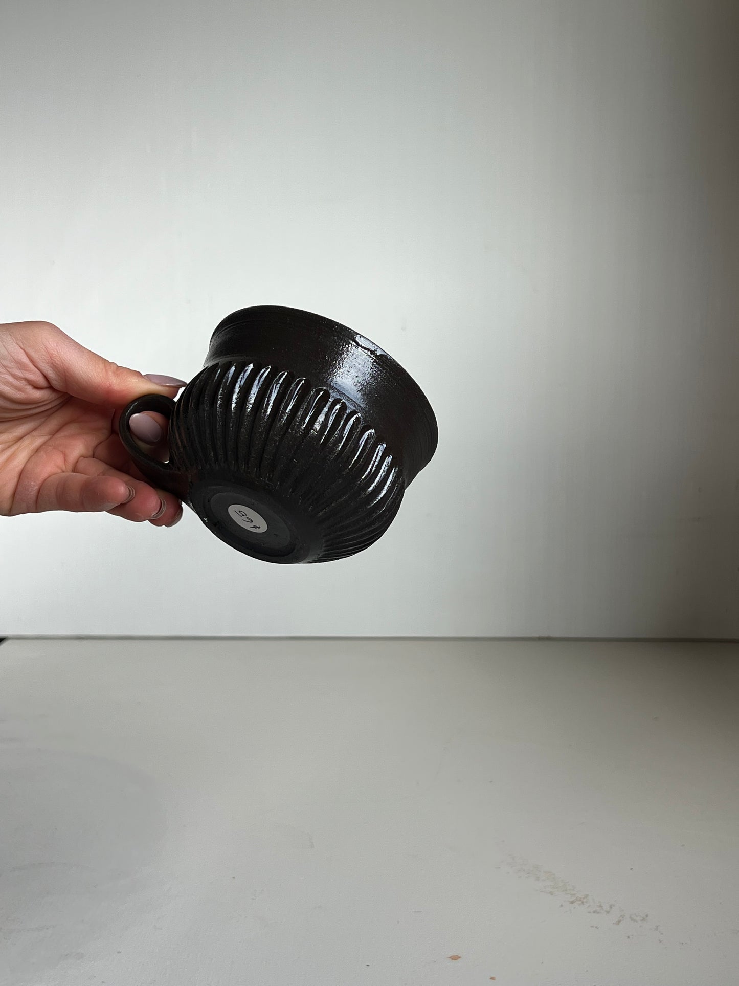 Black Clay Fluted Cup