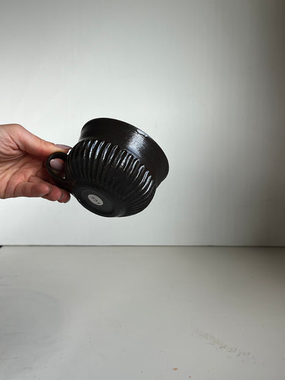 Black Clay Fluted Cup