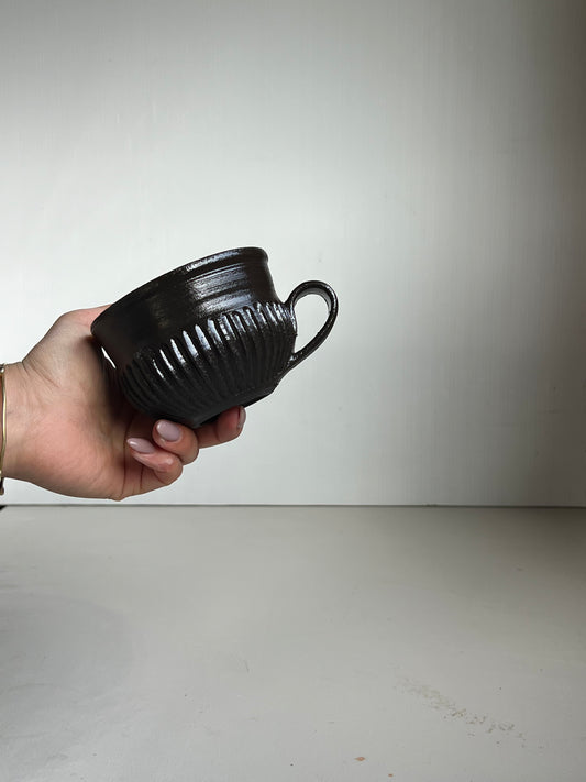 Black Clay Fluted Cup