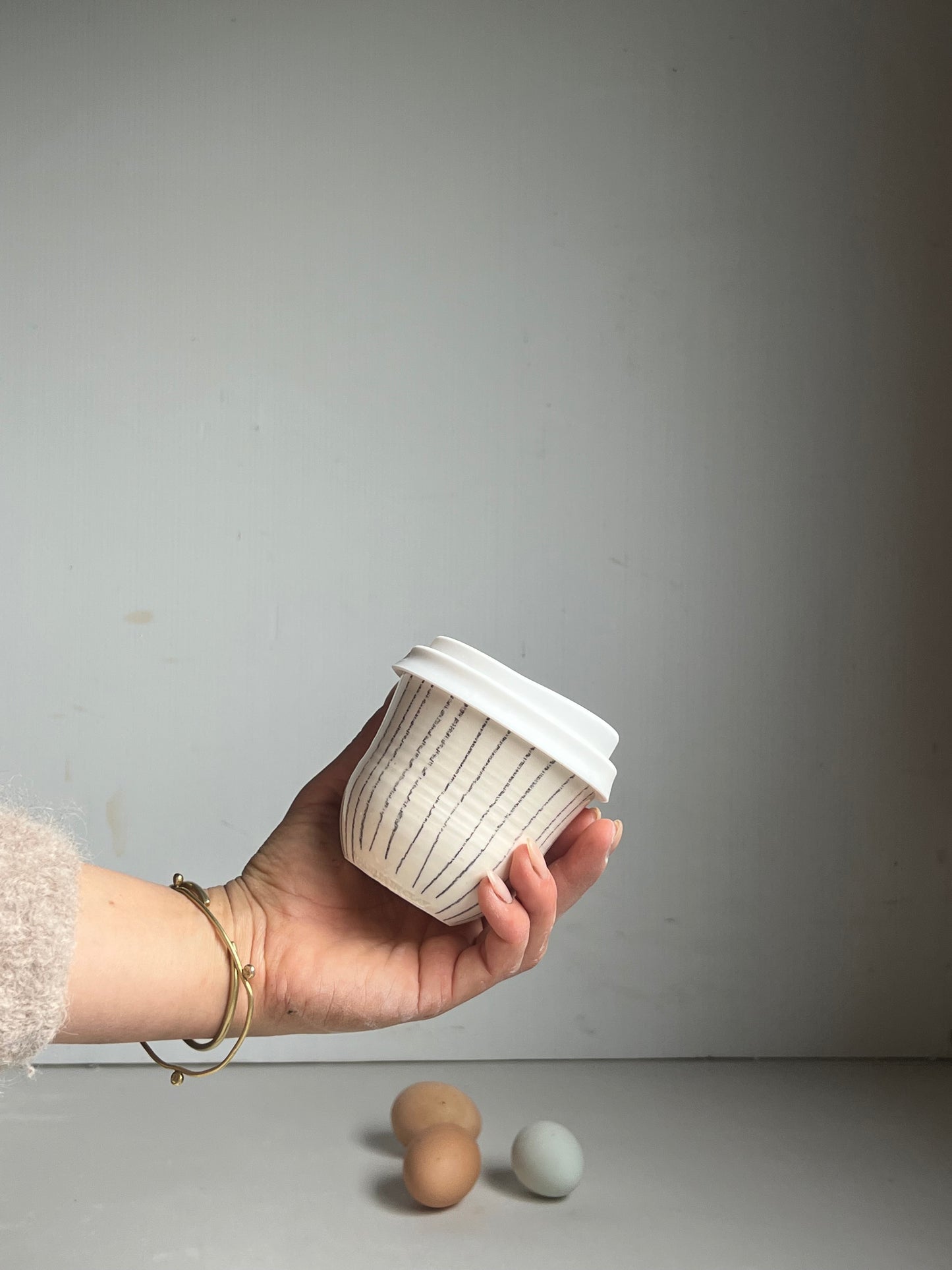 Pencil striped keep cup